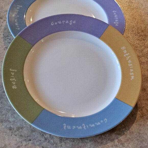 2 Mary Kay MK Salad Plates Inspirational Words to Live by 8" sentiment promotion - Picture 4 of 7